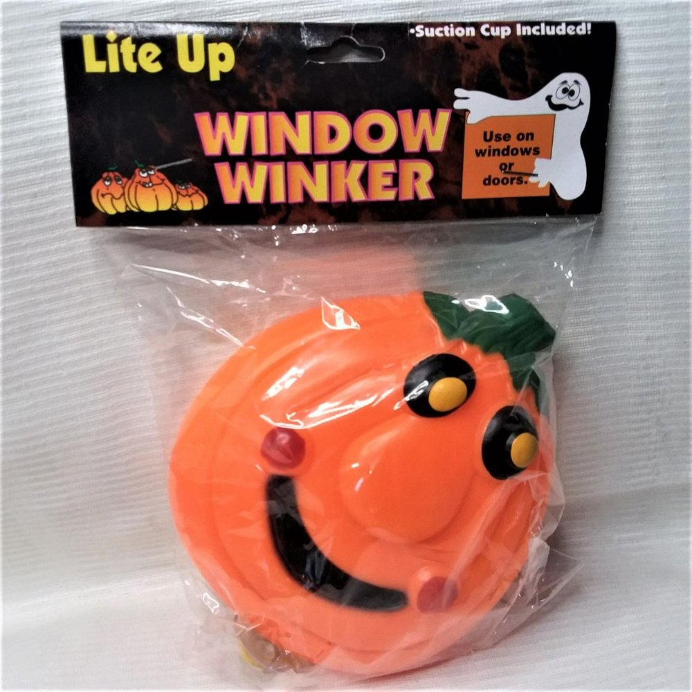 Halloween Jack O'Lantern Pumpkin Lite Up "Window Winker" Light Deco Door Vintage
